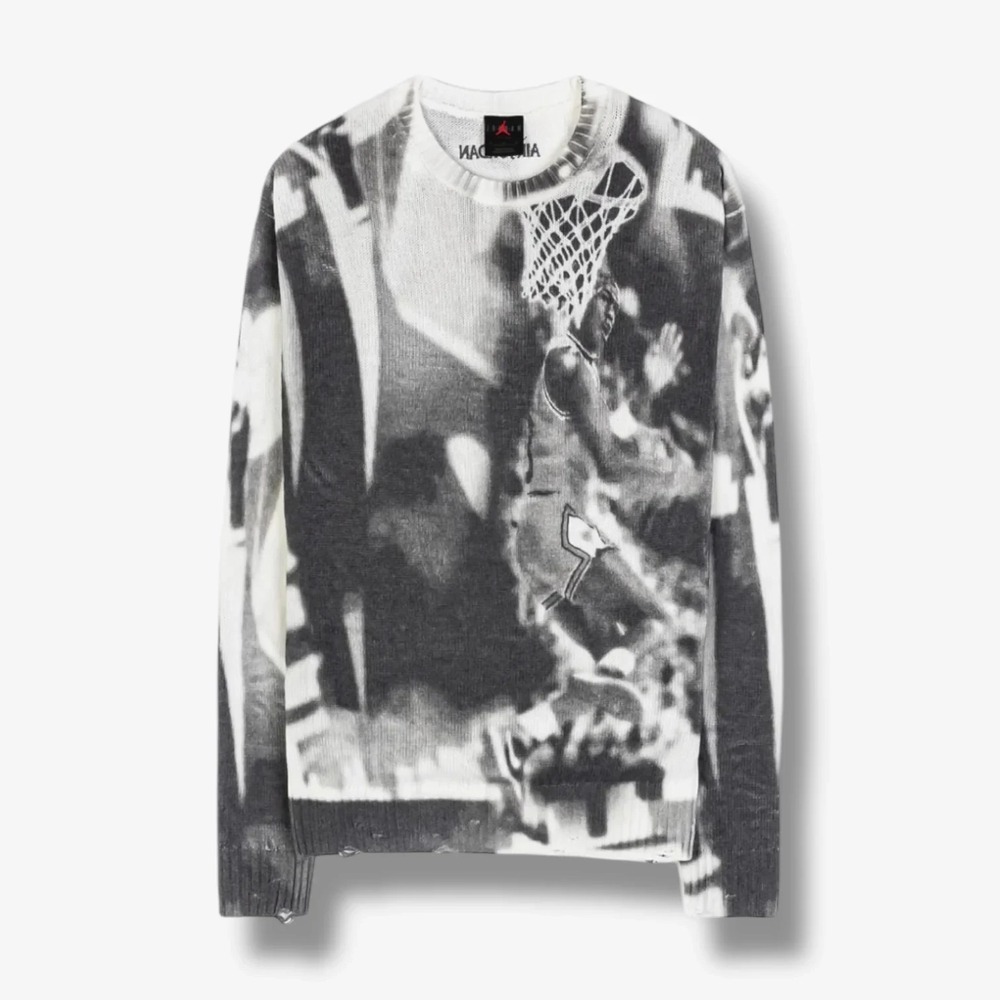 Air Jordanβ Knit Crew Sweater Oversized Heavyweight Men's Size L Sail HQ1635-133